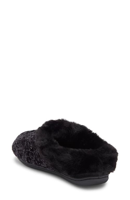 R.g. Barry Chenille Witj Faux Fur Collar Clog Slipper In Black