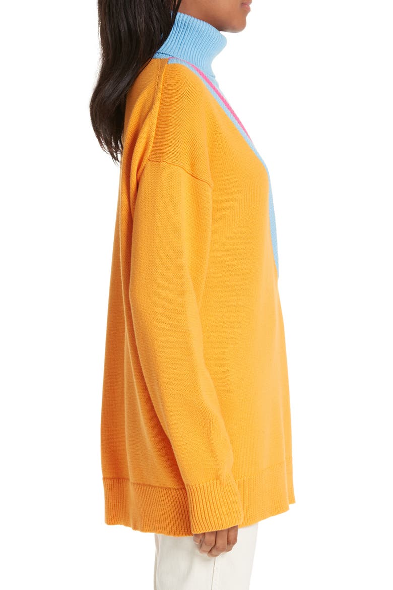 Layered Cotton & Cashmere Turtleneck Sweater, Alternate, color, ORANGE COMBO