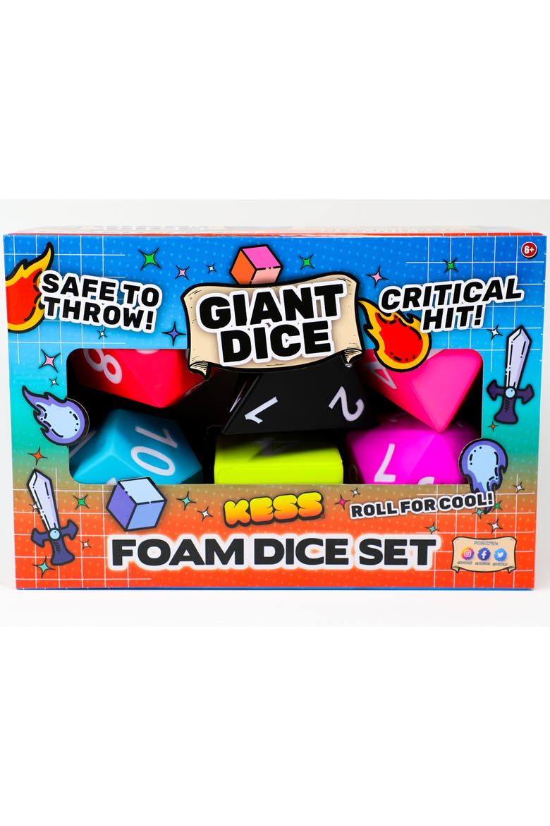 Giant Roleplaying Game Foam 6 Piece Dice Set, Main, color, Multicolored