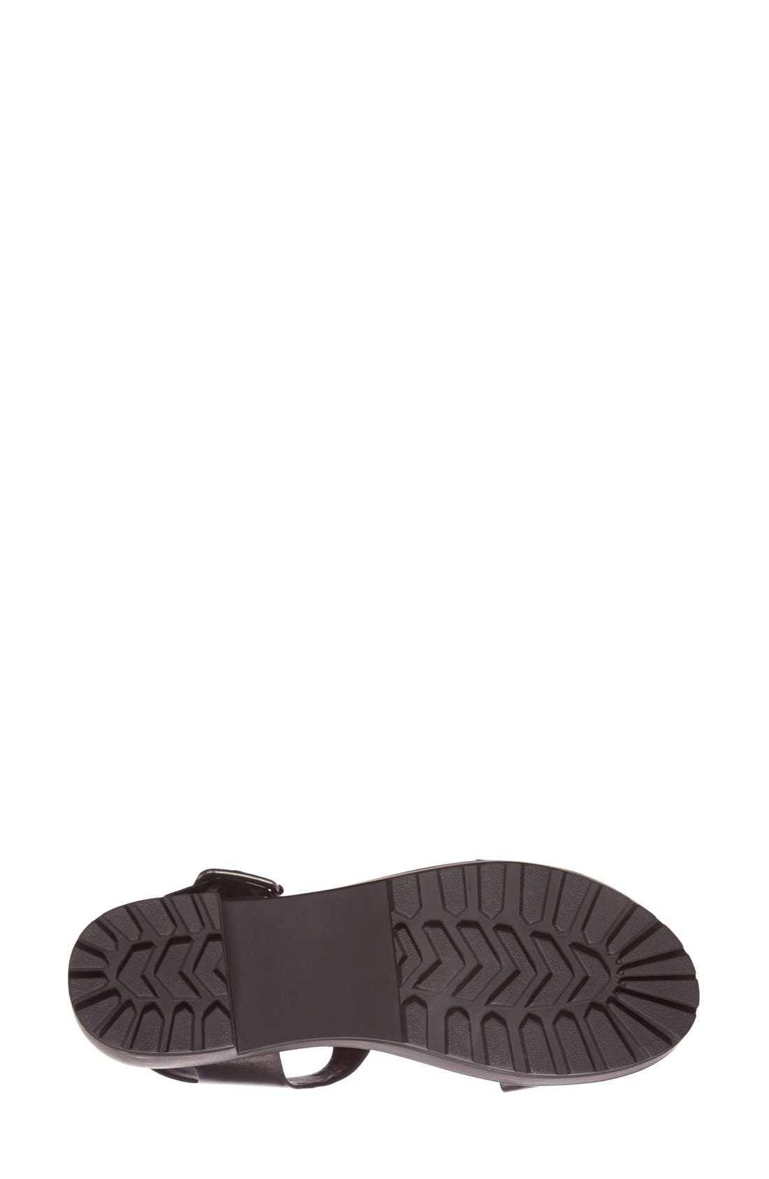 'Stefano' T-Strap Leather Platform Sandal, Alternate, color, BLACK