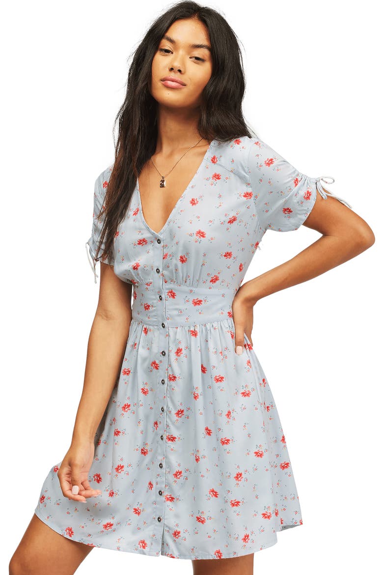 Twirl Twist Print Dress, Alternate, color, ICE BLUE