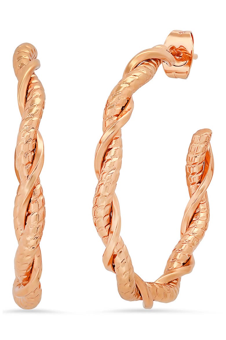 34mm Twist Hoop Earrings, Main, color, ROSE