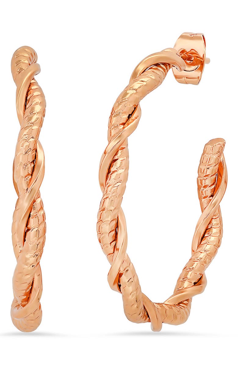 HMY JEWELRY 34mm Twist Hoop Earrings, Main, color, 