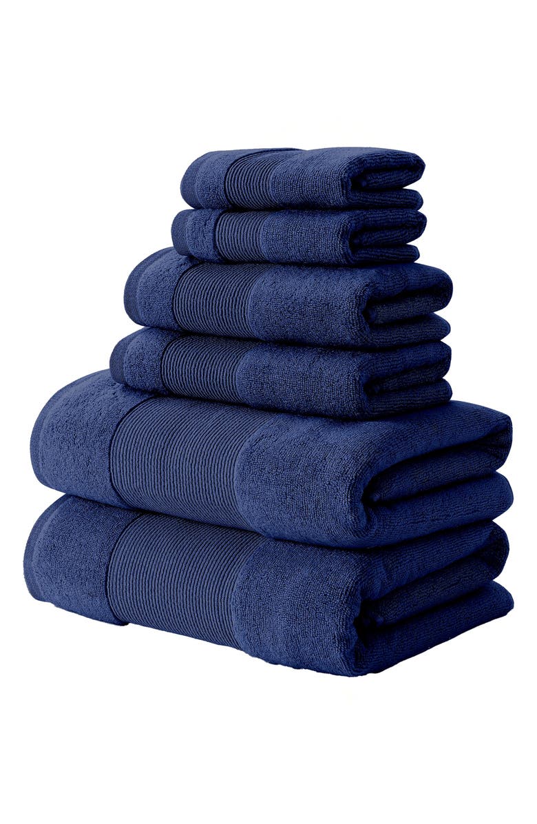 Modern Threads Air Cloud 6-Piece Towel Set, Alternate, color, Navy