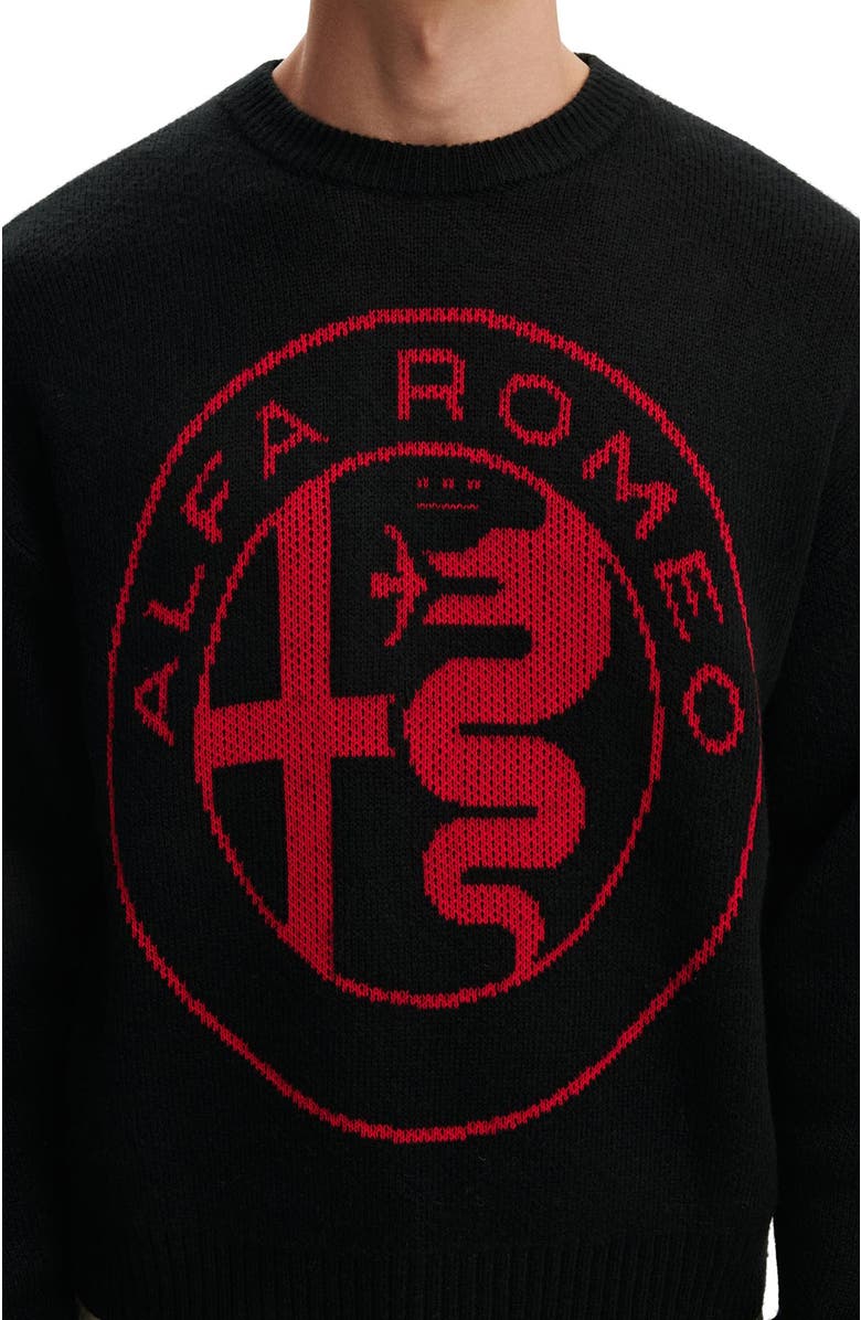 Cotton On Men's Alfa Romeo Box Fit Crew Knit, Alternate, color, Lcn Alfa Romeo  Black