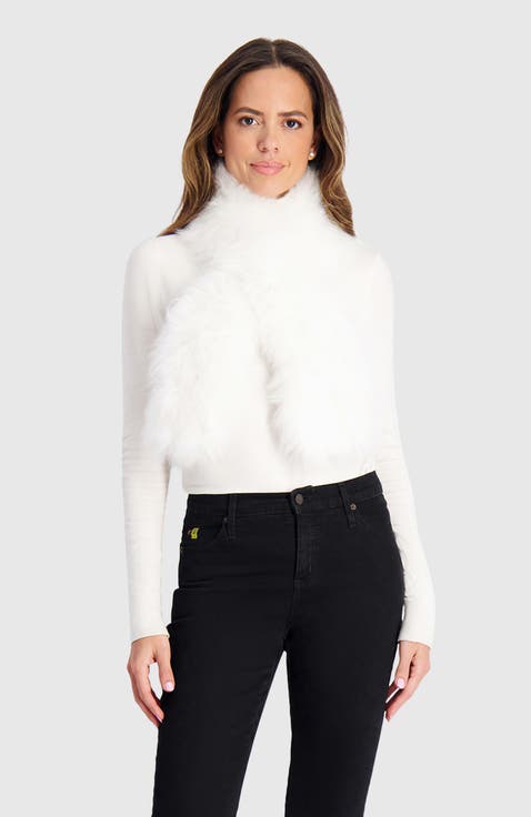 Genuine Shearling Knit Pull-Through Scarf