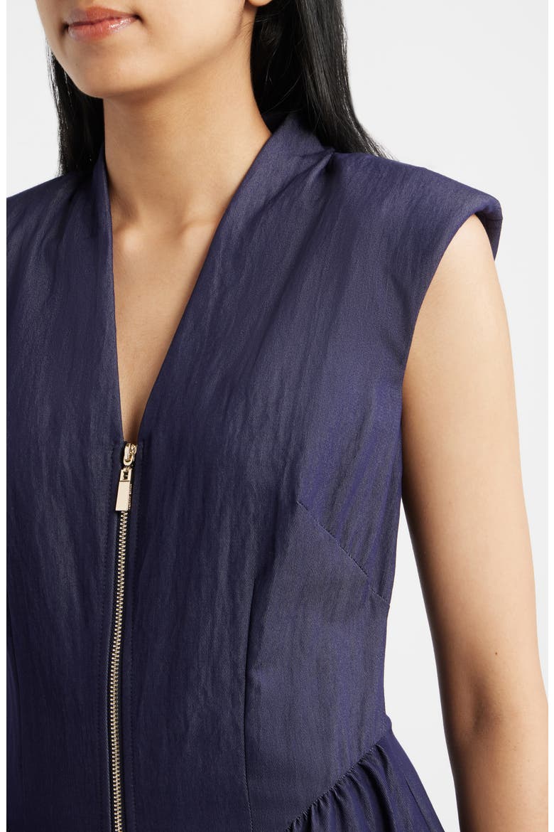 Zip Front Midi Dress, Alternate, color, DENIM