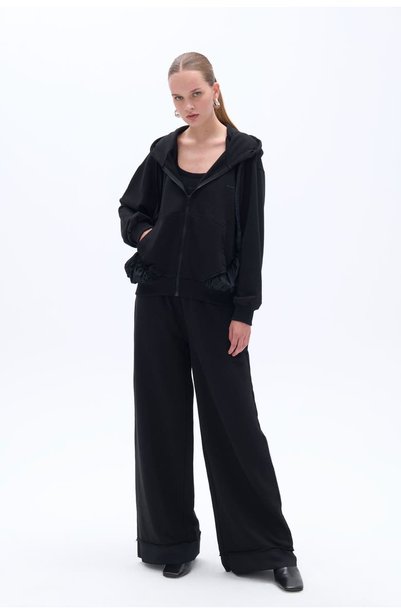 Nocturne Zipper-Front Oversized Hooded Sweatshirt, Alternate, color, 