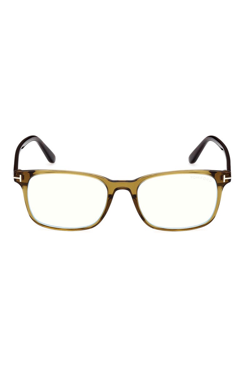53mm Rectangular Blue Light Blocking Glasses, Main, color, SHINY DARK GREEN