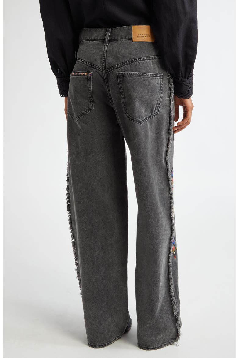 Maella Embroidered Fringe Detail Jeans, Alternate, color, DARK GREY