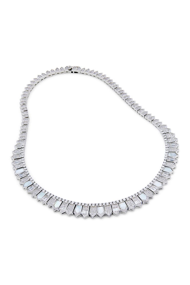 Mother of Pearl & Cubic Zirconia Collar Necklace, Main, color, WHITE