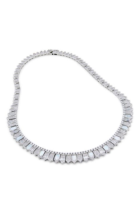 Mother of Pearl & Cubic Zirconia Collar Necklace