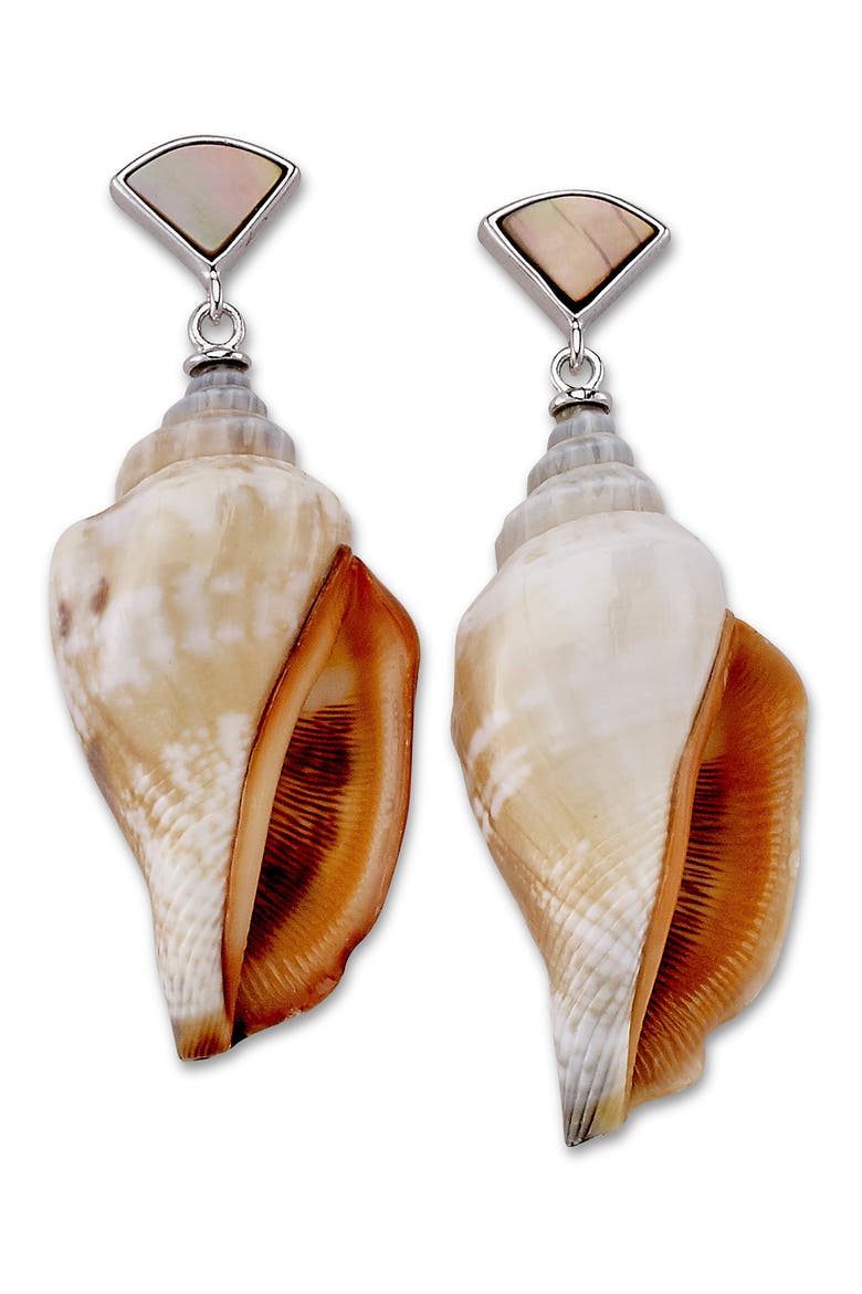 Shell Drop Earrings, Main, color, WHITE