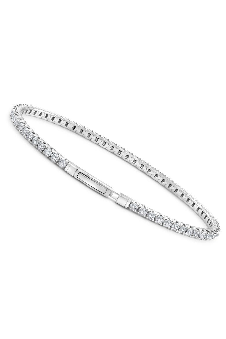 3Ct Round Diamond Flexible Oval Bangle Women's Bracelet 14k Gold Lab Grown, Alternate, color, 14k White Gold