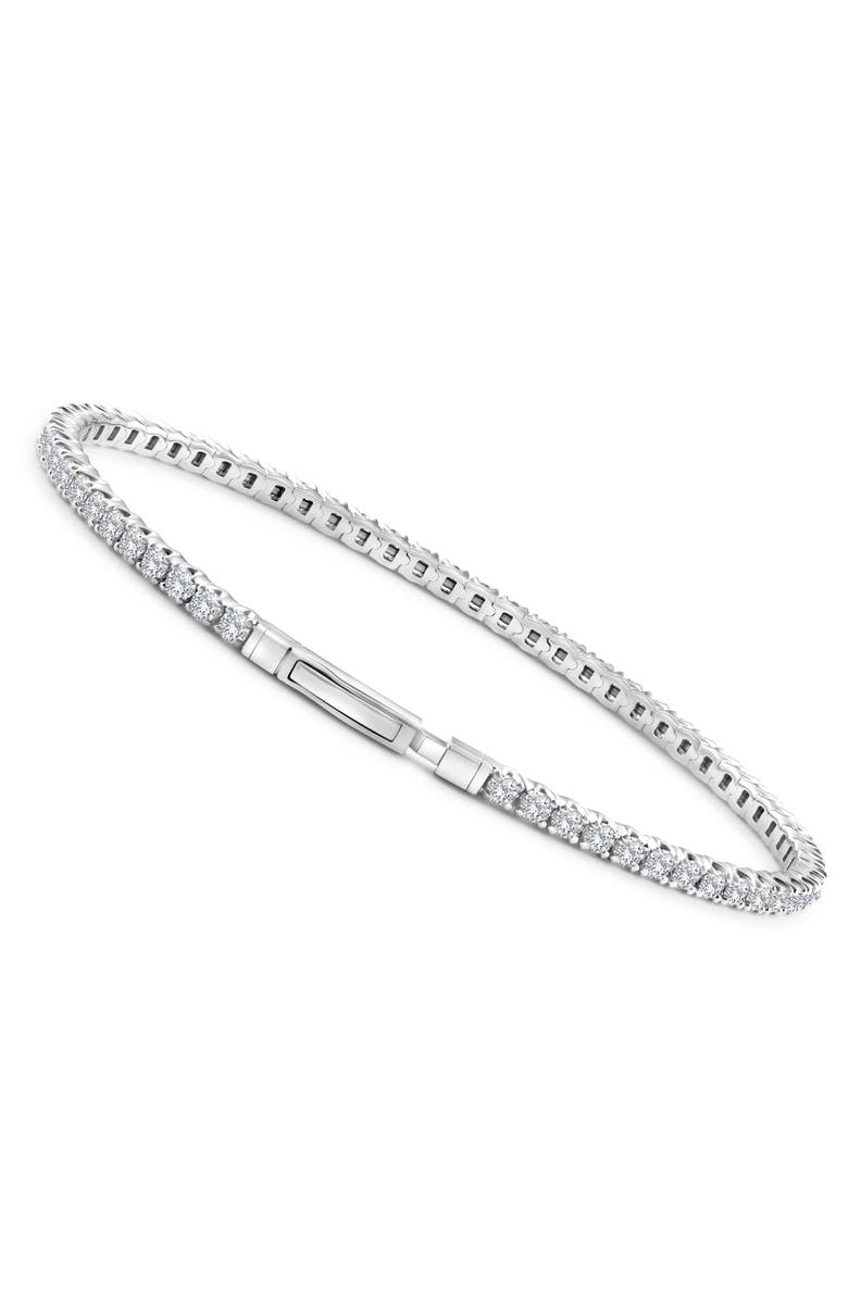 Bliss Diamond 3Ct Round Diamond Flexible Oval Bangle Women's Bracelet 14k Gold Lab Grown, Alternate, color, 14K White Gold