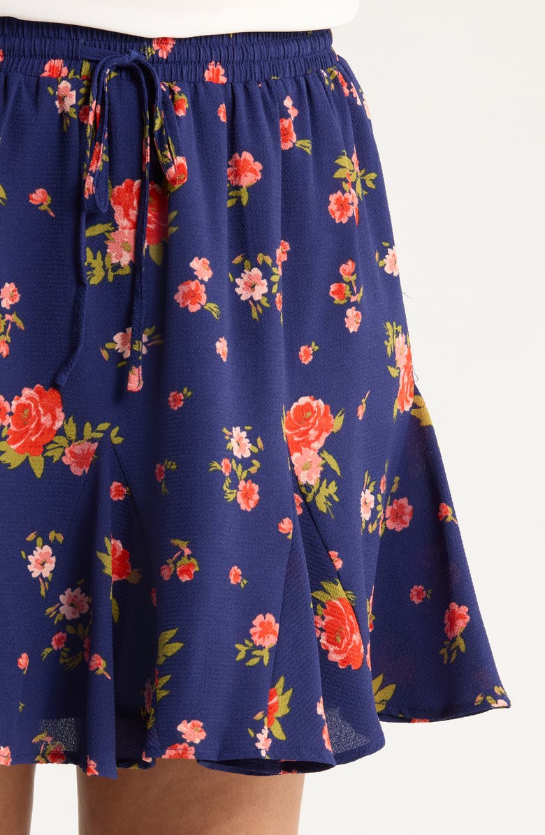 SUGARLIPS Floral A-Line Skirt, Alternate, color, Navy-Coral