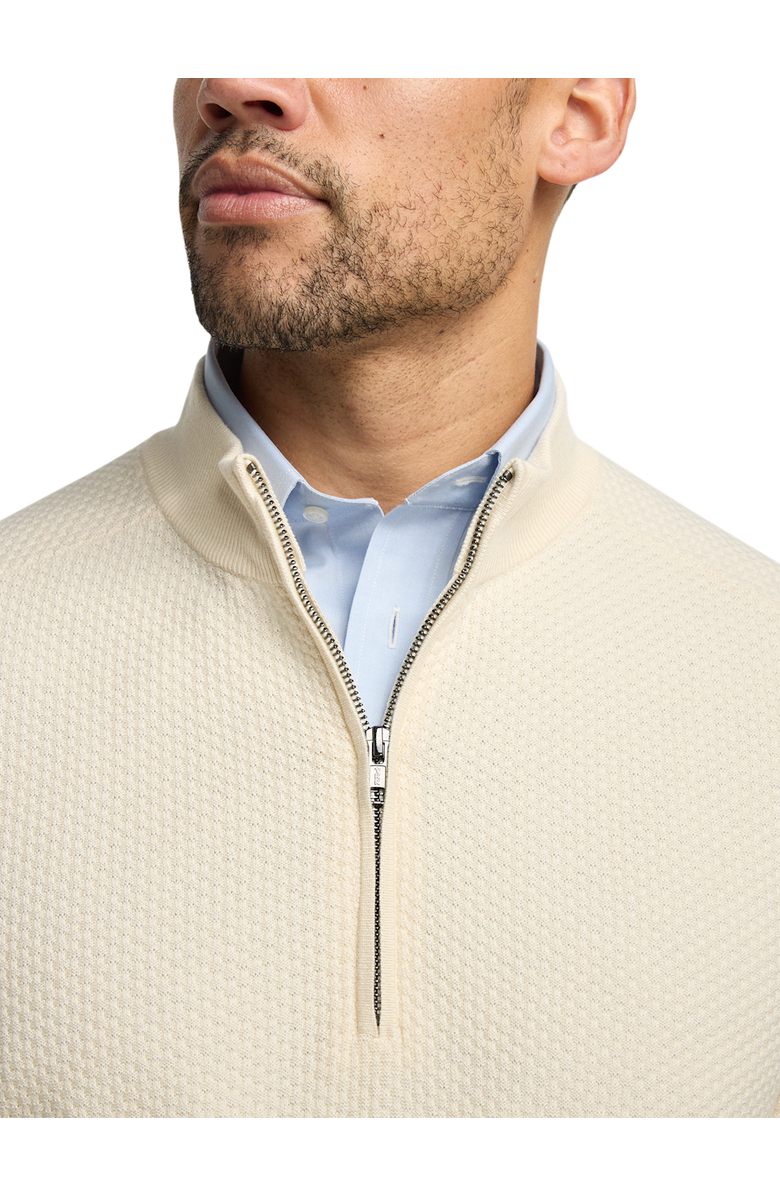 Paul Fredrick Silk Cotton Cashmere Quarter Zip Mock Neck Sweater, Alternate, color, Ivory