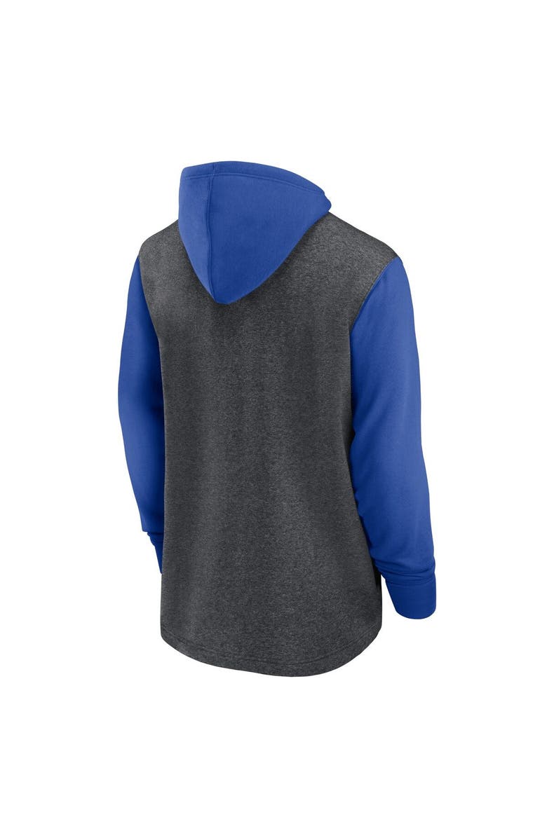 Nike Men's Nike Heathered Charcoal/Royal Los Angeles Rams Surrey Legacy Pullover Hoodie, Alternate, color, Heather Charcoal