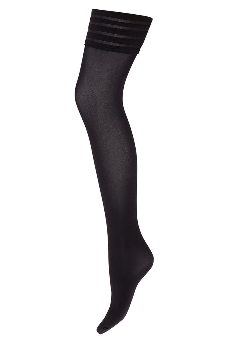 Velvet De Luxe 50 Stay-Up Stockings, Alternate, color, BLACK