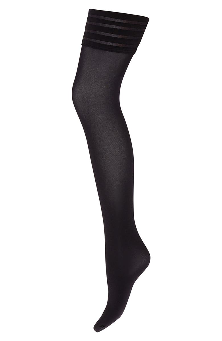Wolford Velvet De Luxe 50 Stay-Up Stockings, Alternate, color, Black