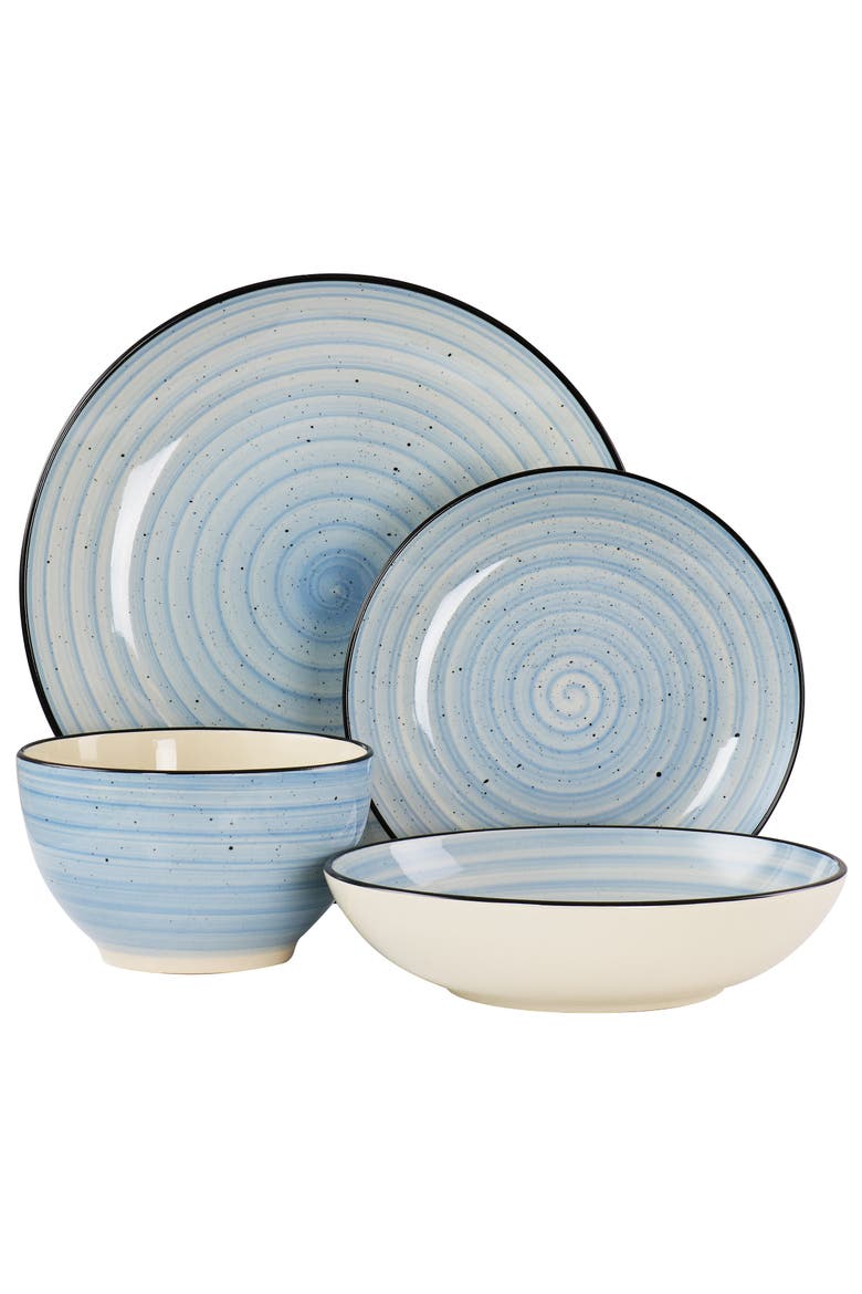Gia 24 Piece Round Stoneware Dinnerware Set, Alternate, color, White