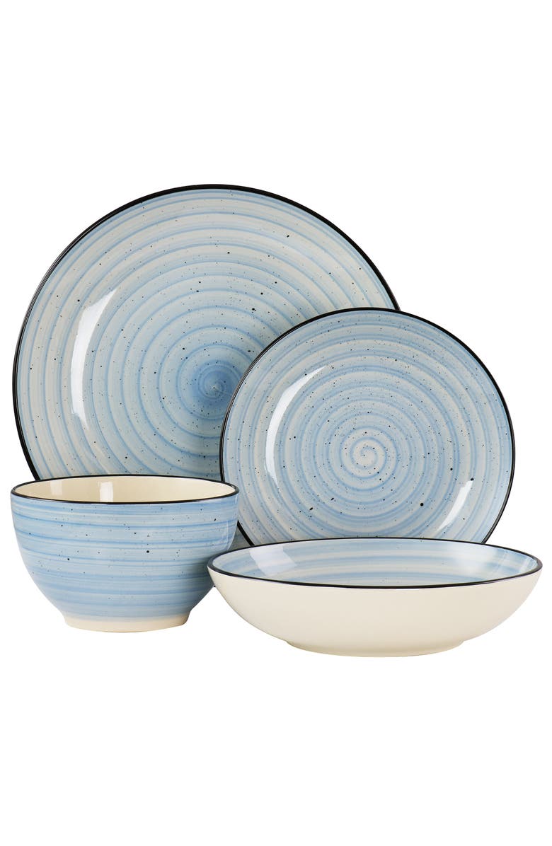 Elama Gia 24 Piece Round Stoneware Dinnerware Set, Alternate, color, White