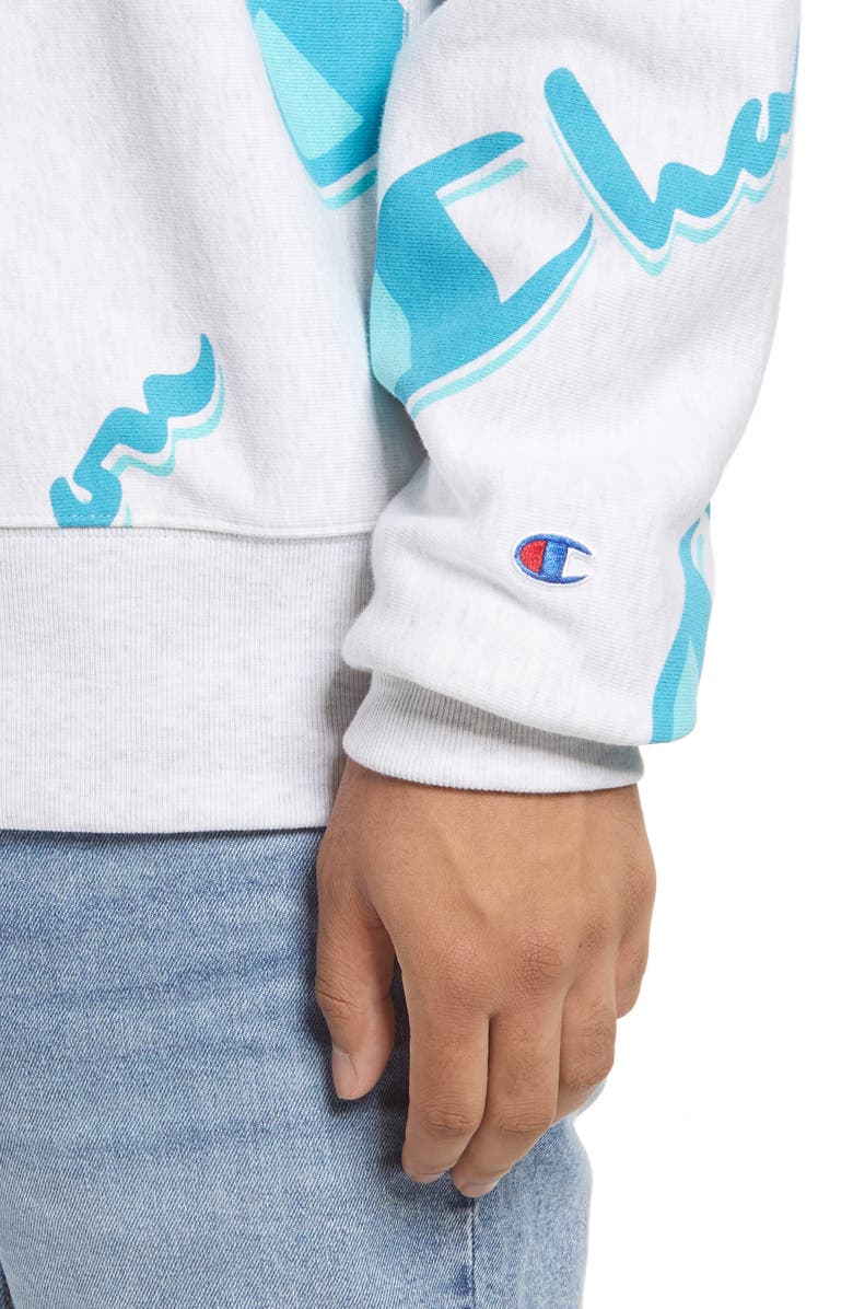 Champion Drop Shadow Logo Crewneck Sweatshirt, Alternate, color,
