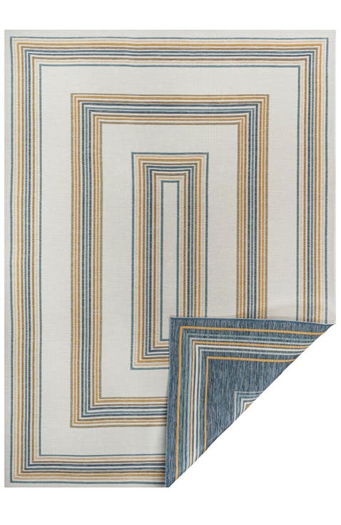 Argo Classic Nautical Mitre Stripe Reversible Machine-Washable Indoor/Outdoor Area Rug