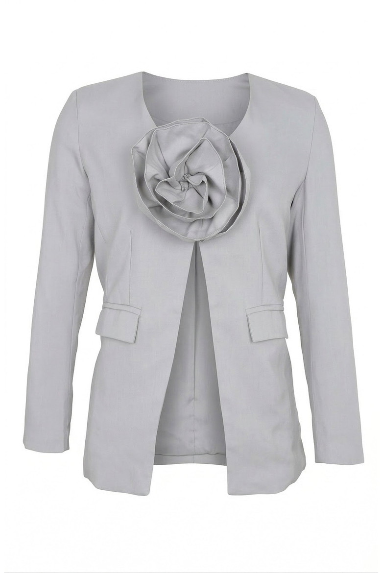 Rose Detail Blazer, Alternate, color, Gray