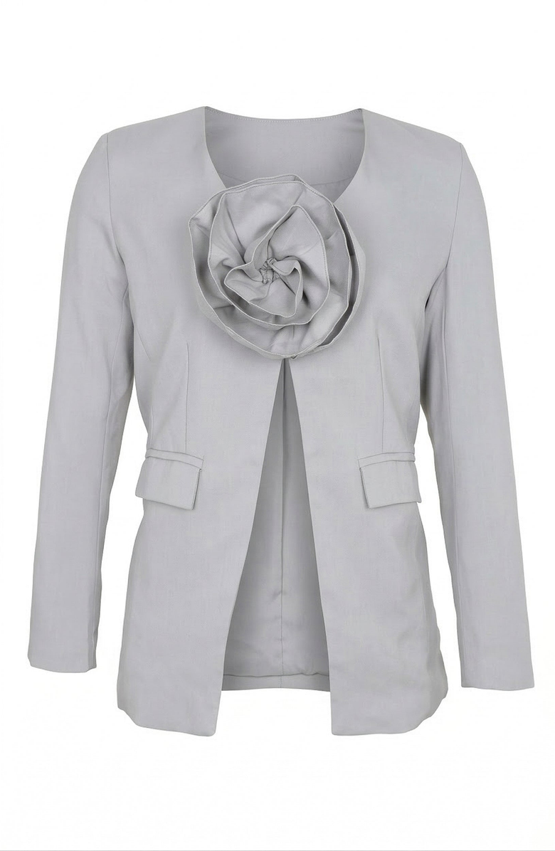 Modenaire Rose Detail Blazer, Alternate, color, Gray