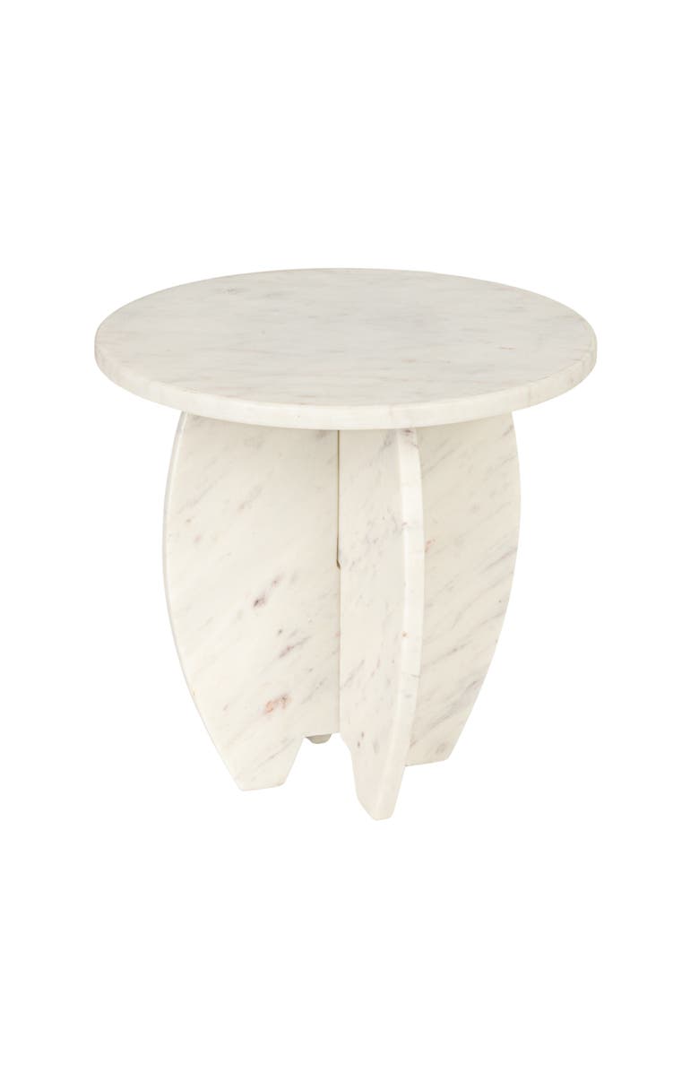 Storied Home Marble Kitchen Pedestal with Interlocking Base, Main, color, White