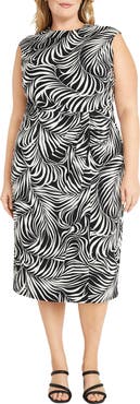 Maggy London Cap Sleeve Midi Sheath Dress