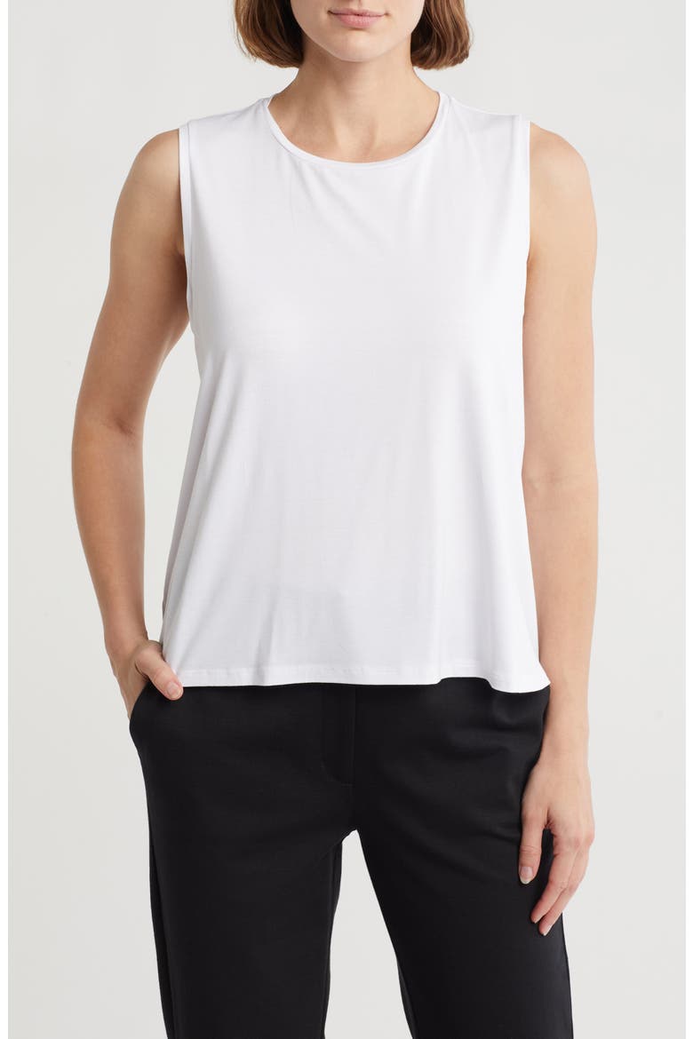 Crewneck Jersey Shell, Main, color, WHITE