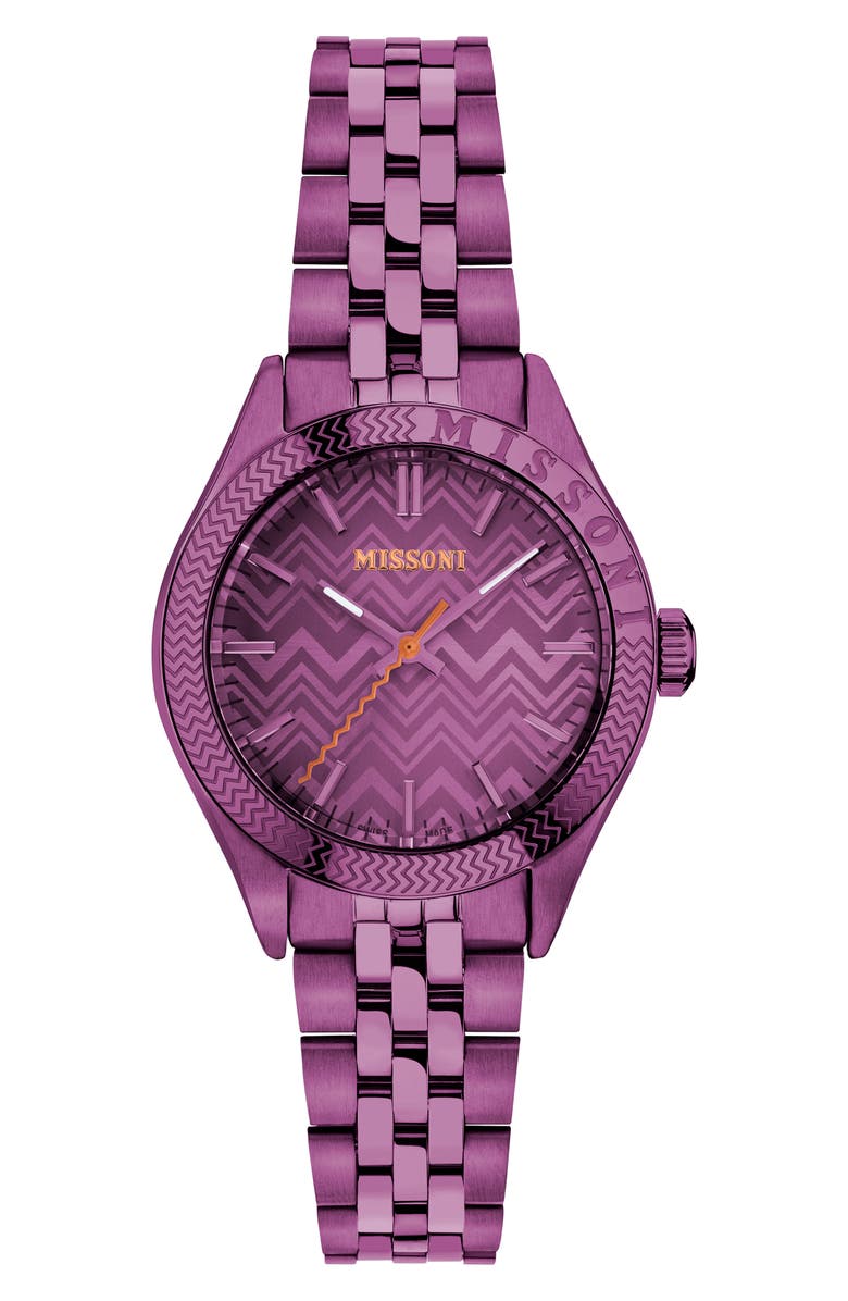 Missoni Classic Zigzag Bracelet Watch, 34mm, Main, color, Burgundy