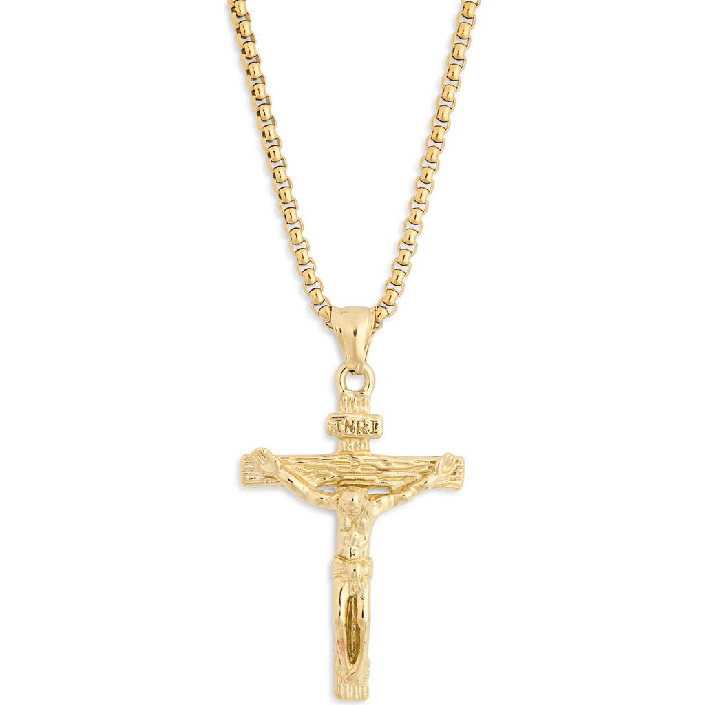 American Exchange Stainless Steel Crucifix Pendant Necklace In Gold