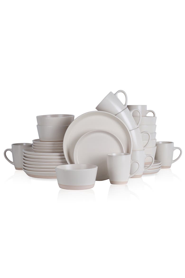 Jules Stoneware 32-Piec Dinnerware Set, Main, color, Off White