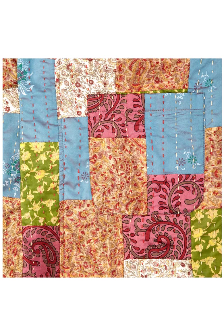 Repurposed Silk Sari Kantha Robe, Alternate, color, Multi