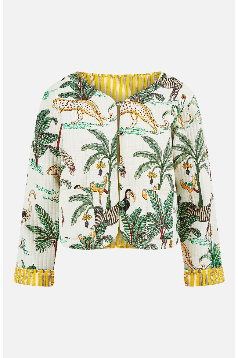 Animal Reversible Cropped Quilted Jacket, Alternate, color, White