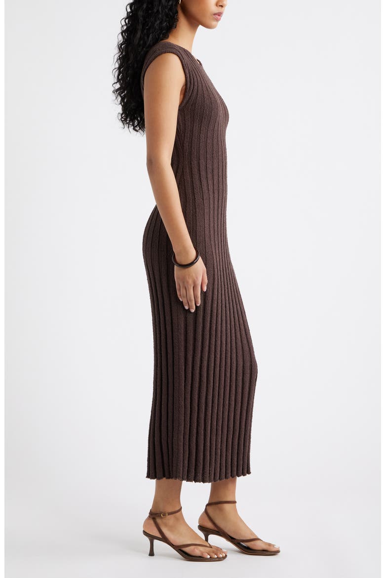 Tie Back Cap Sleeve Rib Sweater Dress, Alternate, color, BROWN SEAL