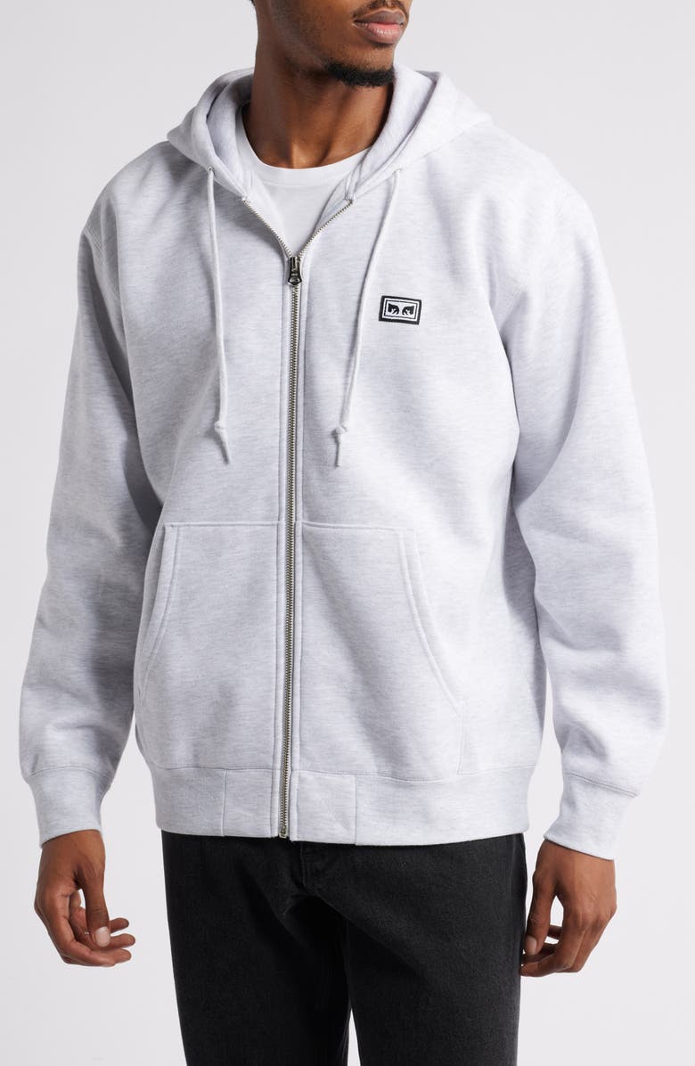 Obey Established Works Bold Zip Hoodie, Alternate, color, Ash Grey
