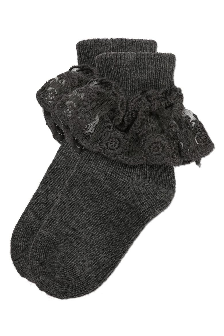 Infant Layered-Lace Ankle Sock, Main, color, Light Gray