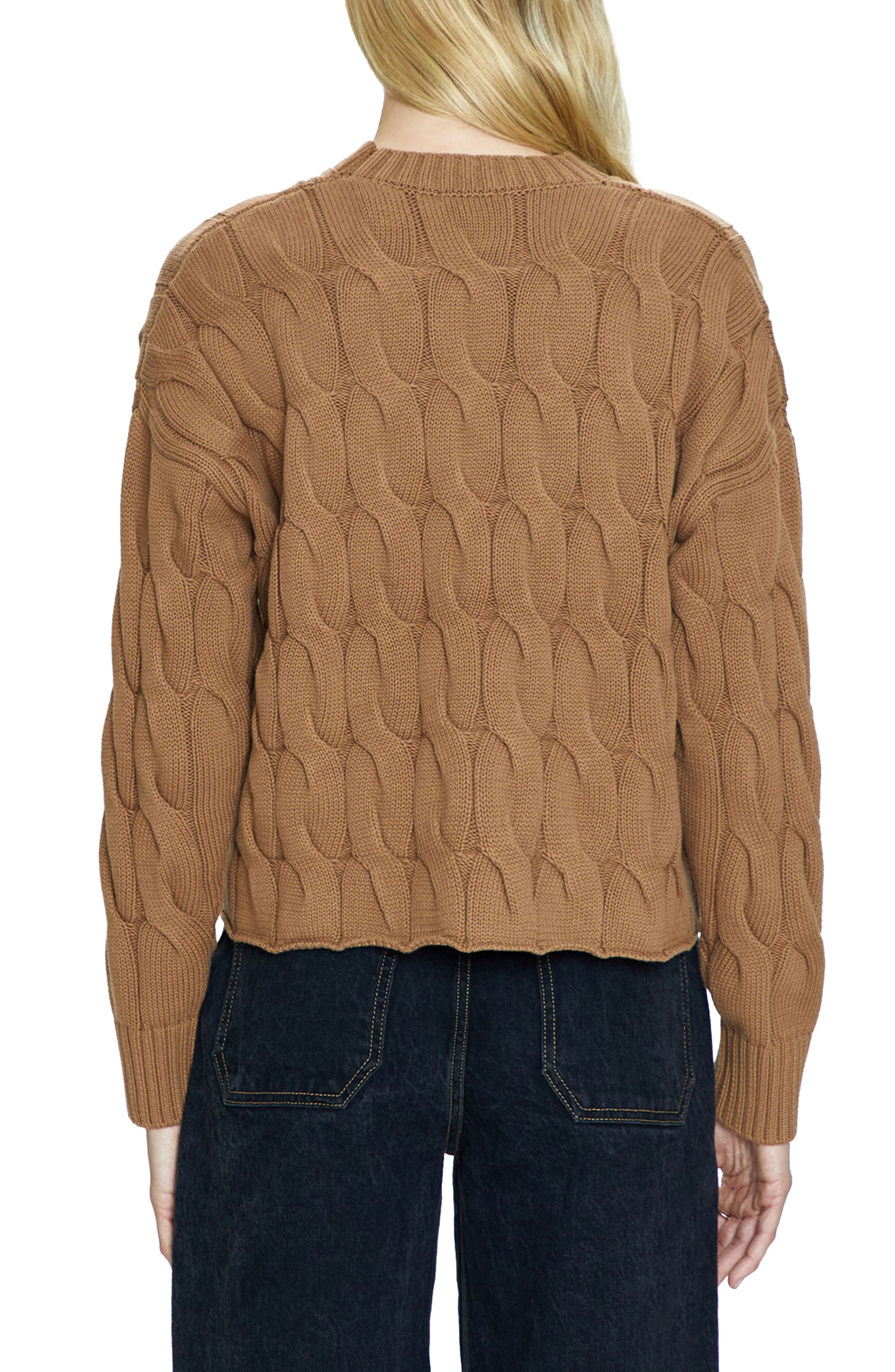 Eva Rib Knit Frayed Edge Cotton Sweater - image 2