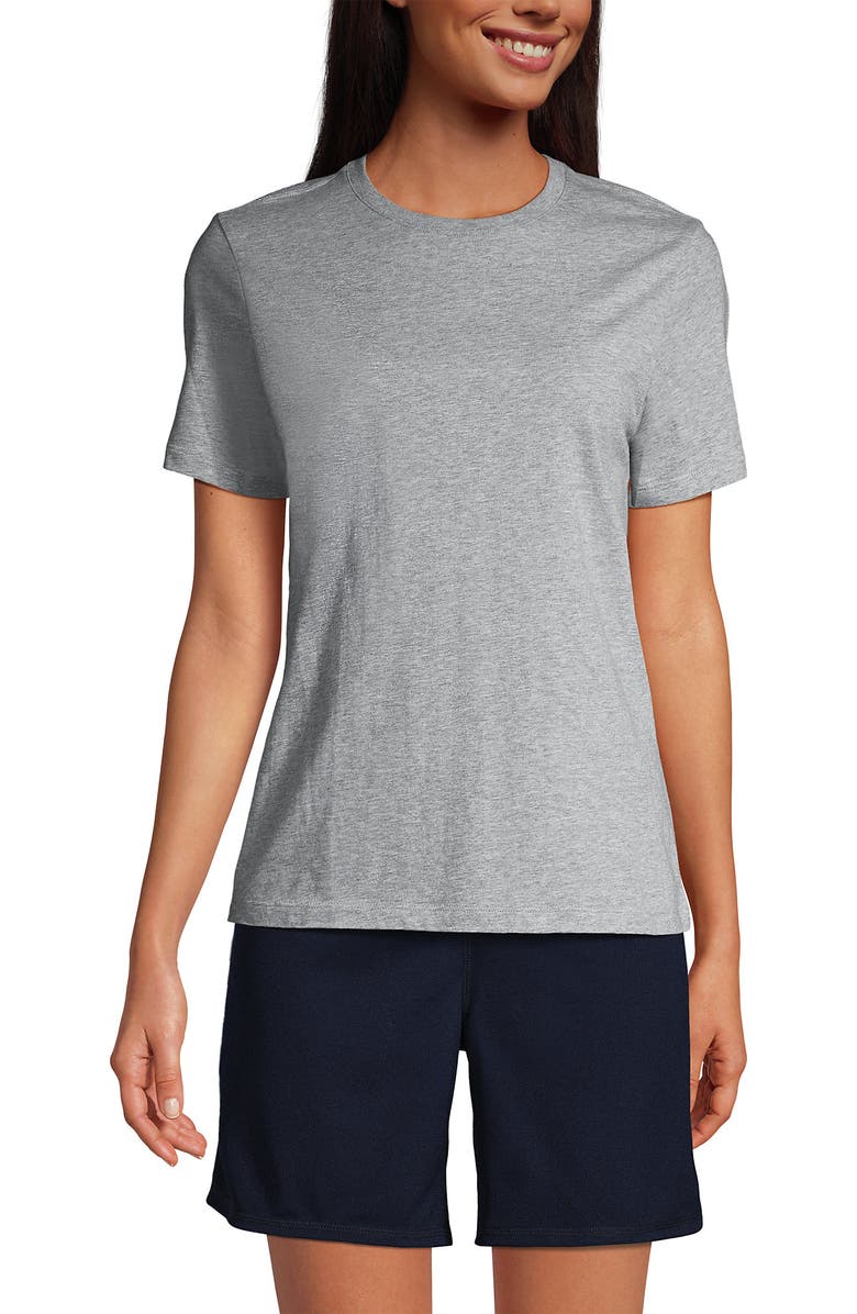 Lands' End School Uniform Short Sleeve Feminine Fit Essential T-shirt, Main, color, Gray Heather