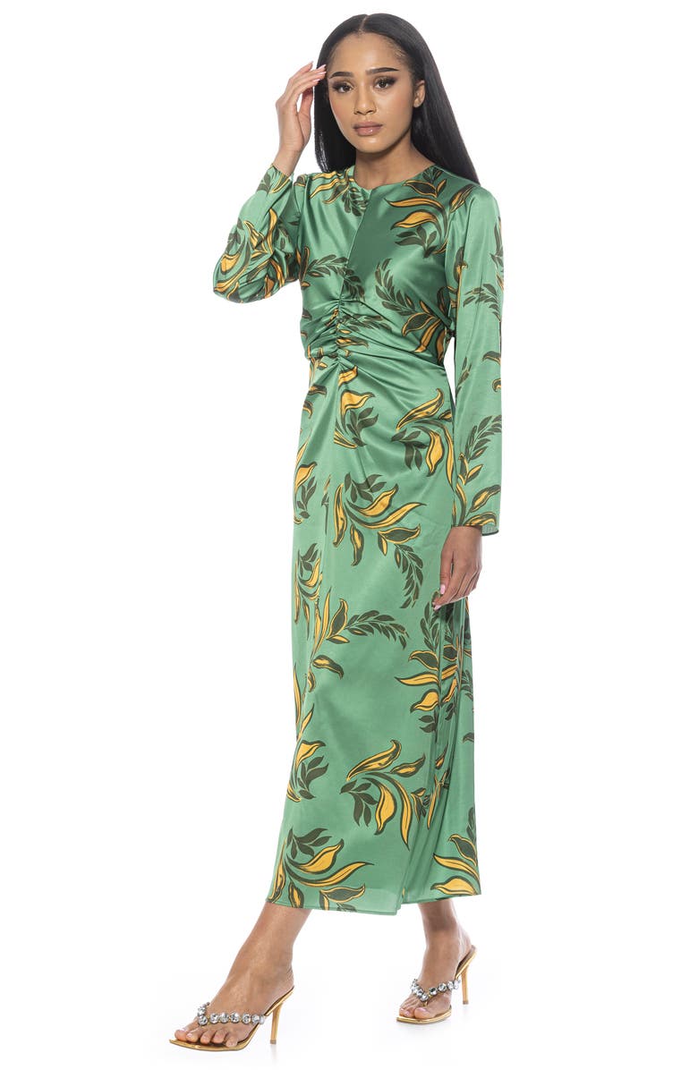 Alexia Admor Floral Long Sleeve Satin Dress, Alternate, color,