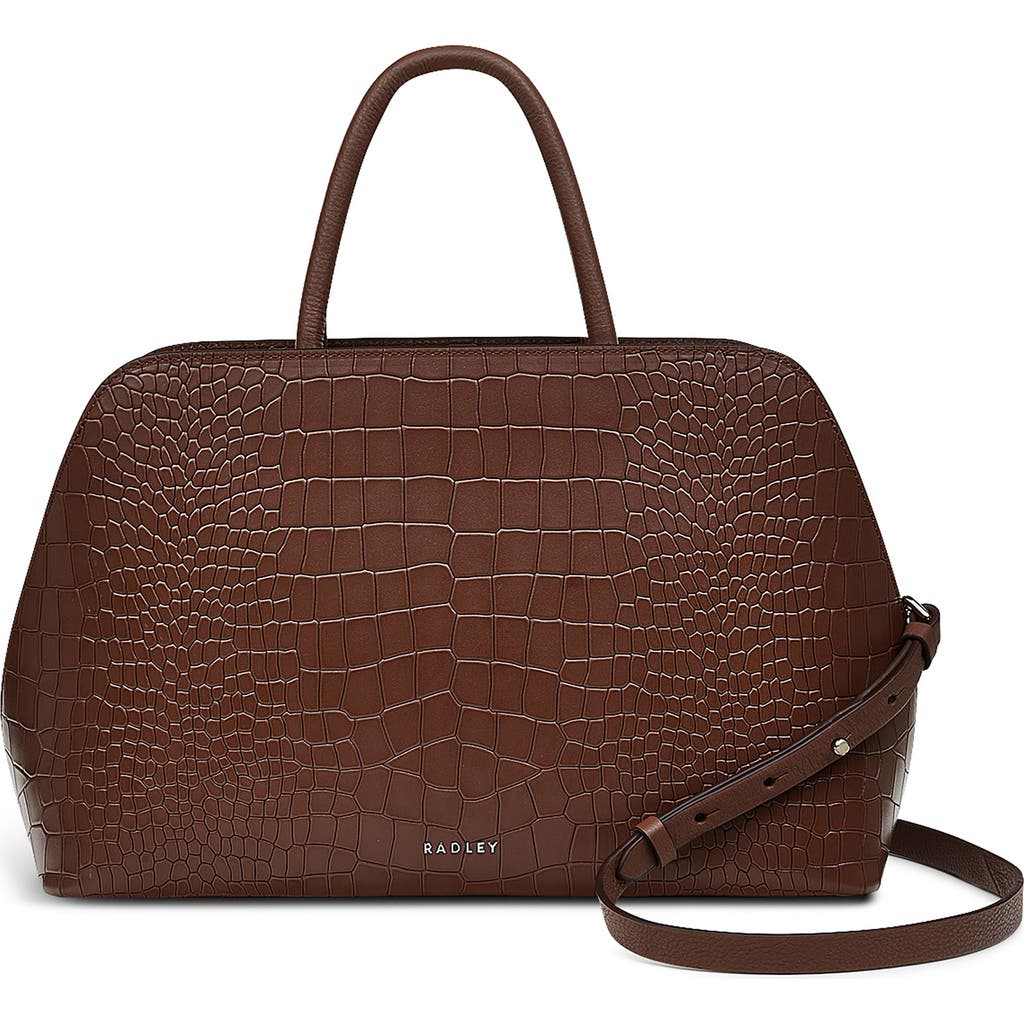 Radley Liverpool Street Croc Embossed Leather Satchel In Brown