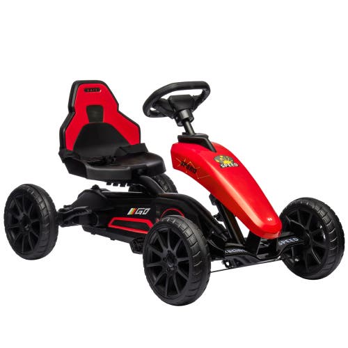 Aosom Kids Pedal Go Kart, Adjustable Seat, Swing Axle, Handbrake, Shock-Absorbing Wheels in Red  product