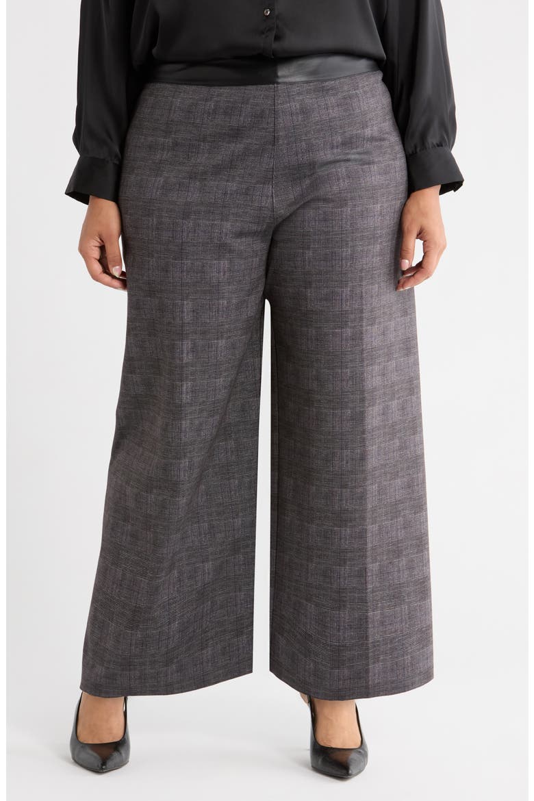 Denver High Waist Ankle Wide Leg Ponte Pants, Main, color, CHARCOAL GLEN PLAID