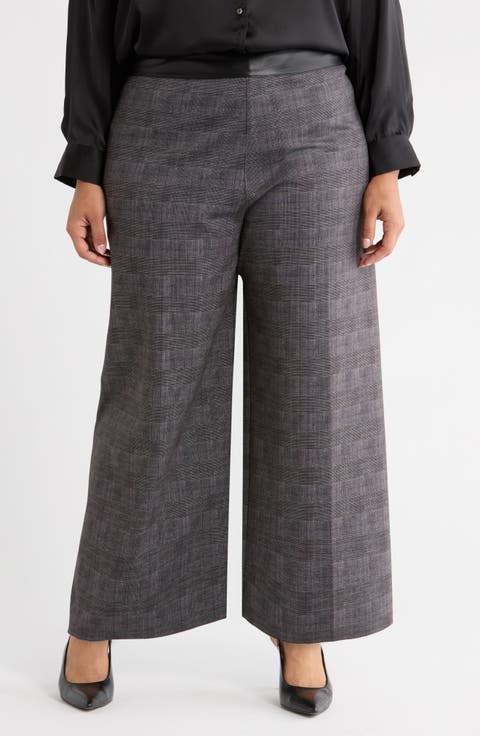 Denver High Waist Ankle Wide Leg Ponte Pants (Plus)