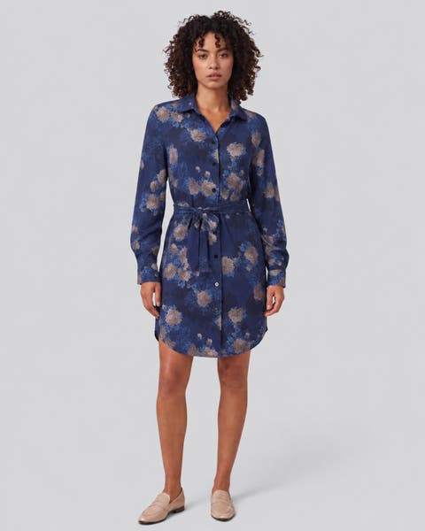 Lans Floral Womens Lyocell Stretch Shirt Dress