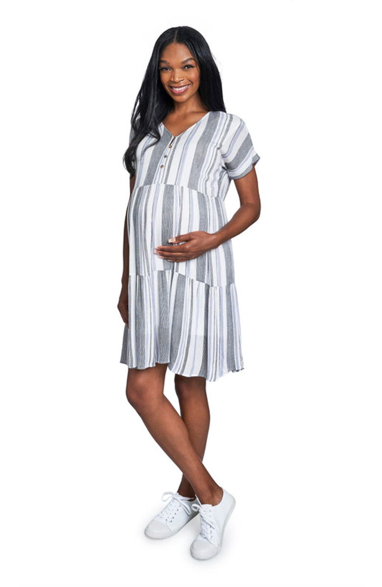 Everly Grey Micaela Maternity/Nursing Dress, Main, color, Black/Royal